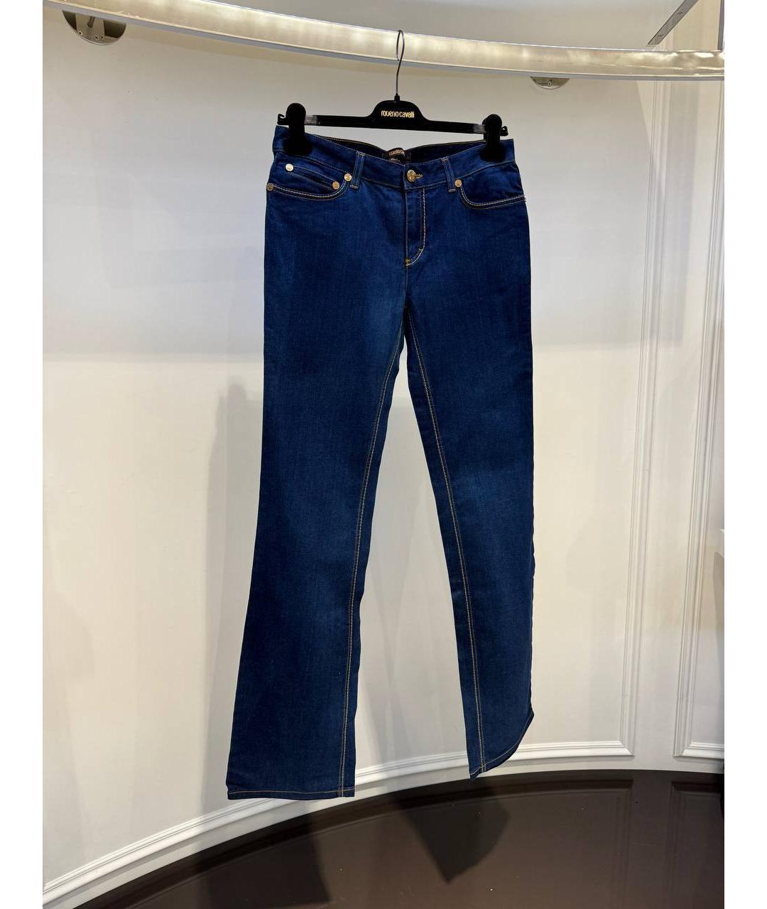 ROBERTO CAVALLI Синие хлопковые прямые джинсы, фото 2