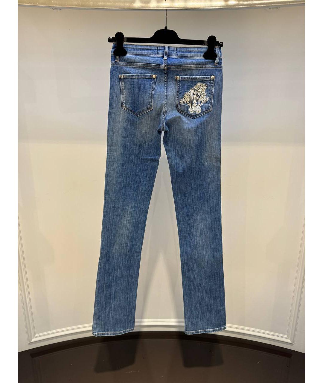 ROBERTO CAVALLI Голубые хлопковые прямые джинсы, фото 3