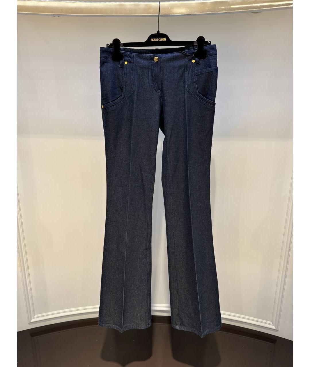 ROBERTO CAVALLI Синие хлопковые прямые джинсы, фото 4