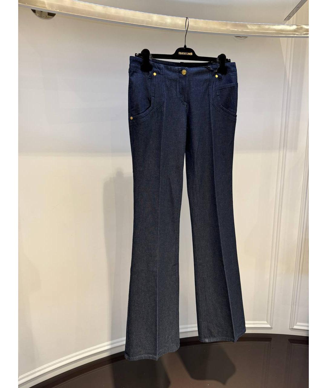 ROBERTO CAVALLI Синие хлопковые прямые джинсы, фото 2