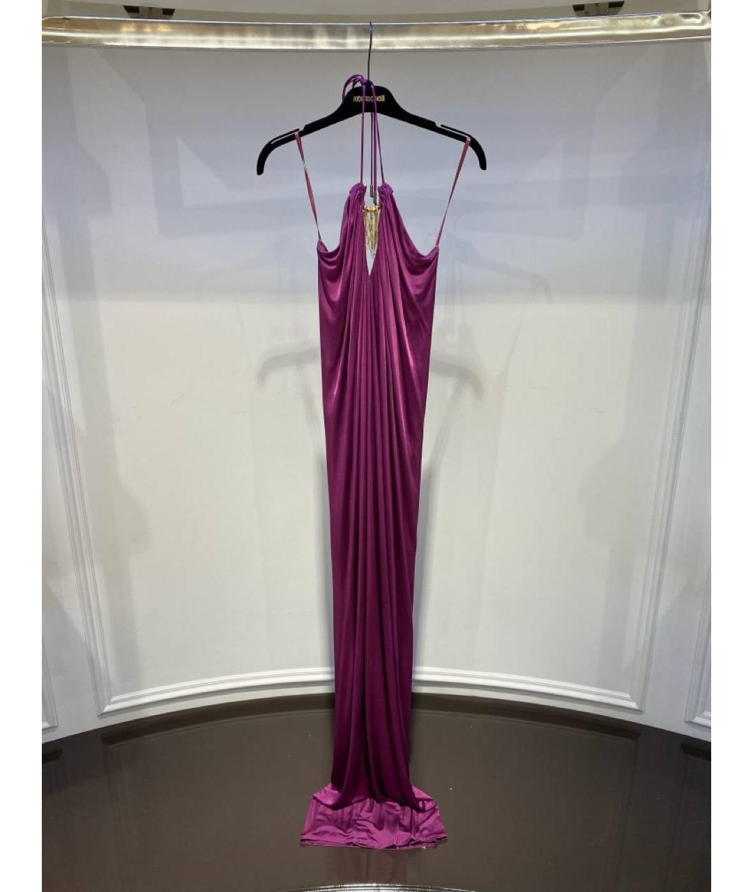 ROBERTO CAVALLI Фиолетовое вискозное вечернее платье, фото 4