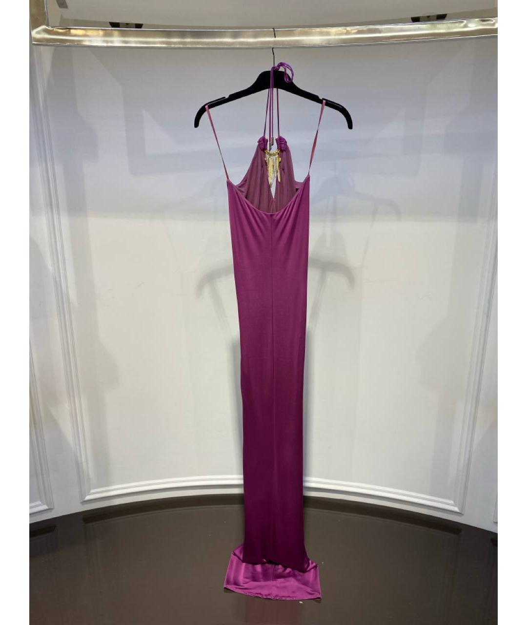 ROBERTO CAVALLI Фиолетовое вискозное вечернее платье, фото 3