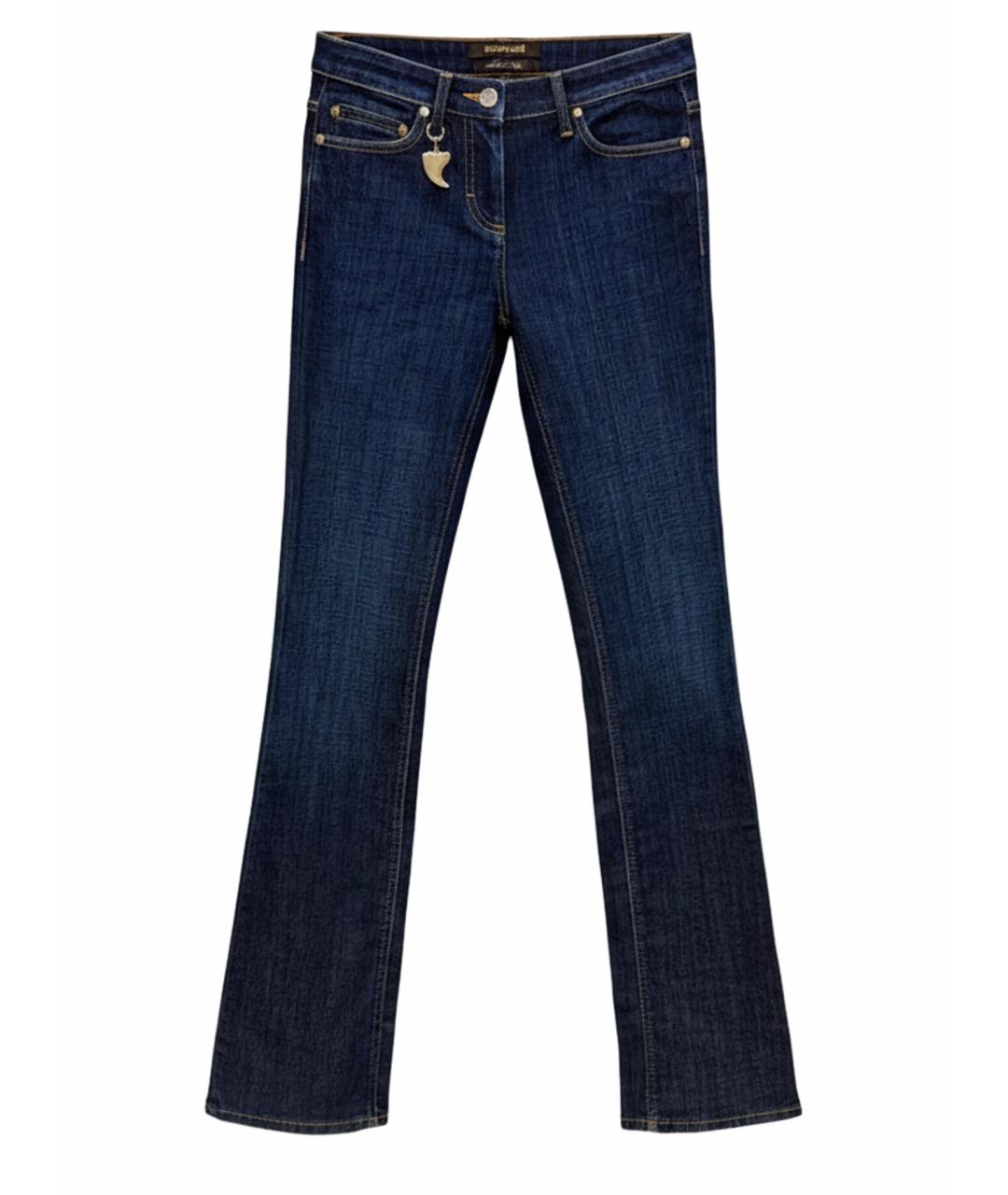 ROBERTO CAVALLI Синие хлопковые прямые джинсы, фото 1