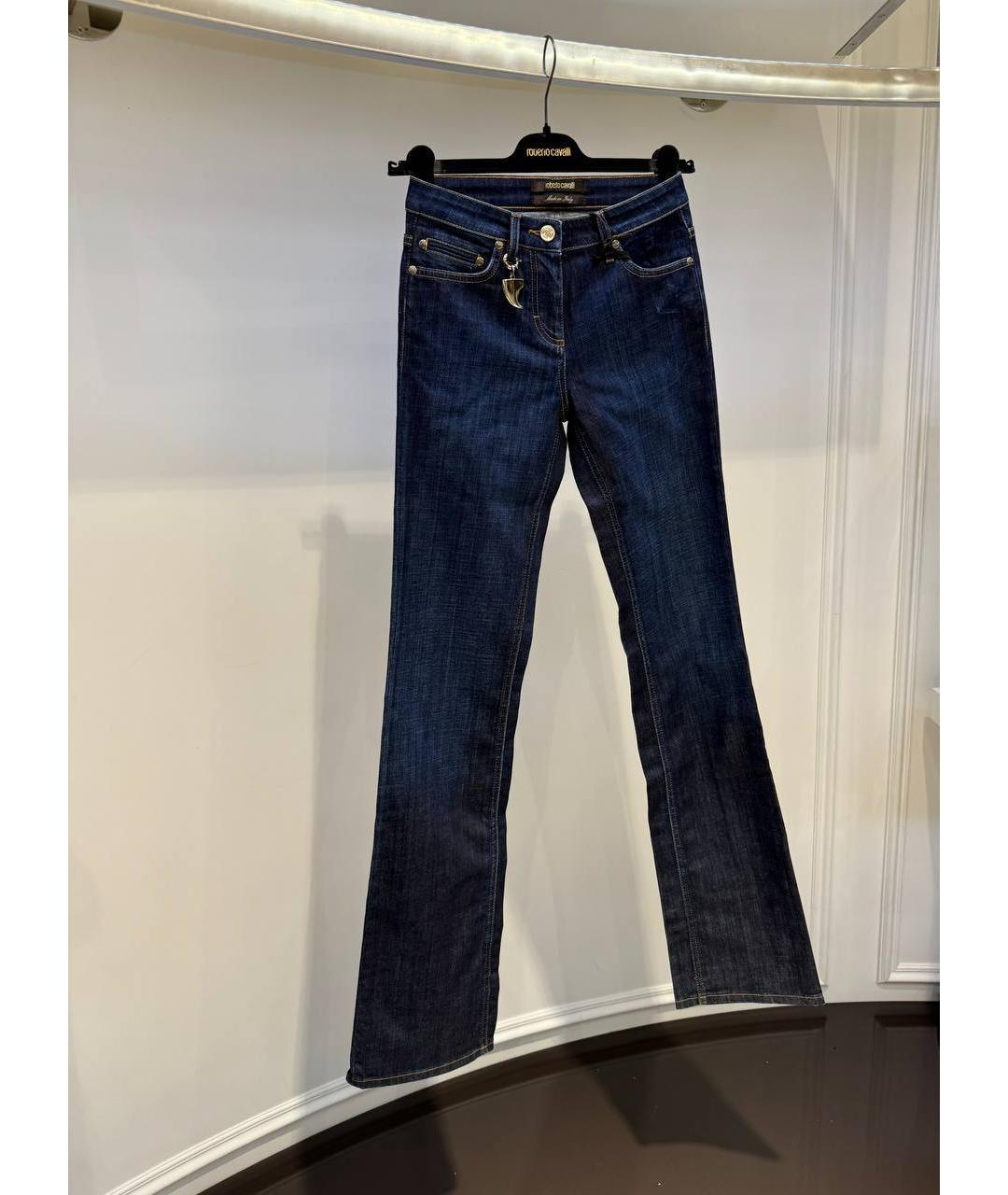 ROBERTO CAVALLI Синие хлопковые прямые джинсы, фото 2