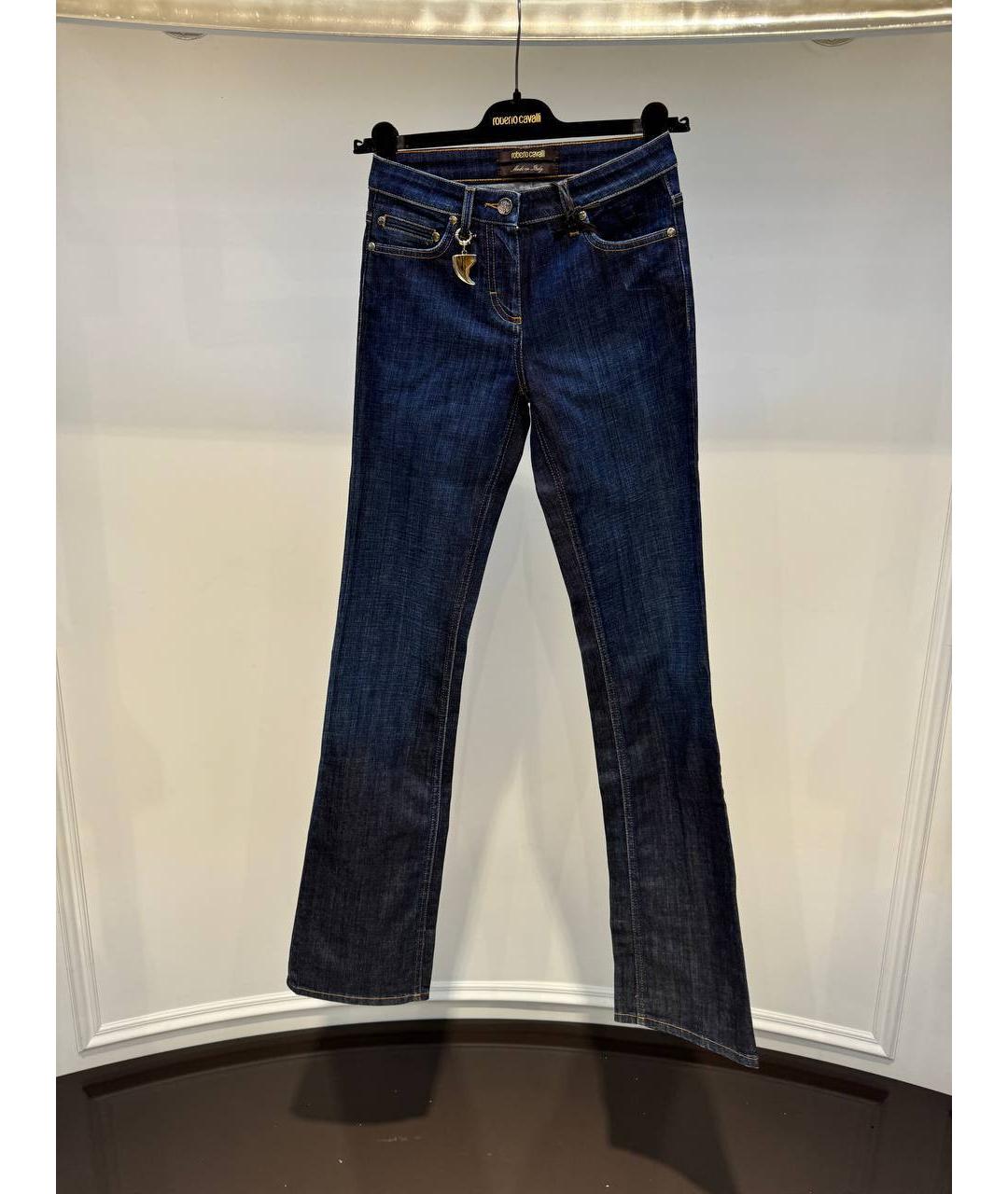 ROBERTO CAVALLI Синие хлопковые прямые джинсы, фото 4
