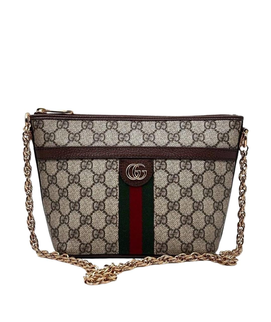 GUCCI Коричневая кожаная сумка через плечо, фото 1