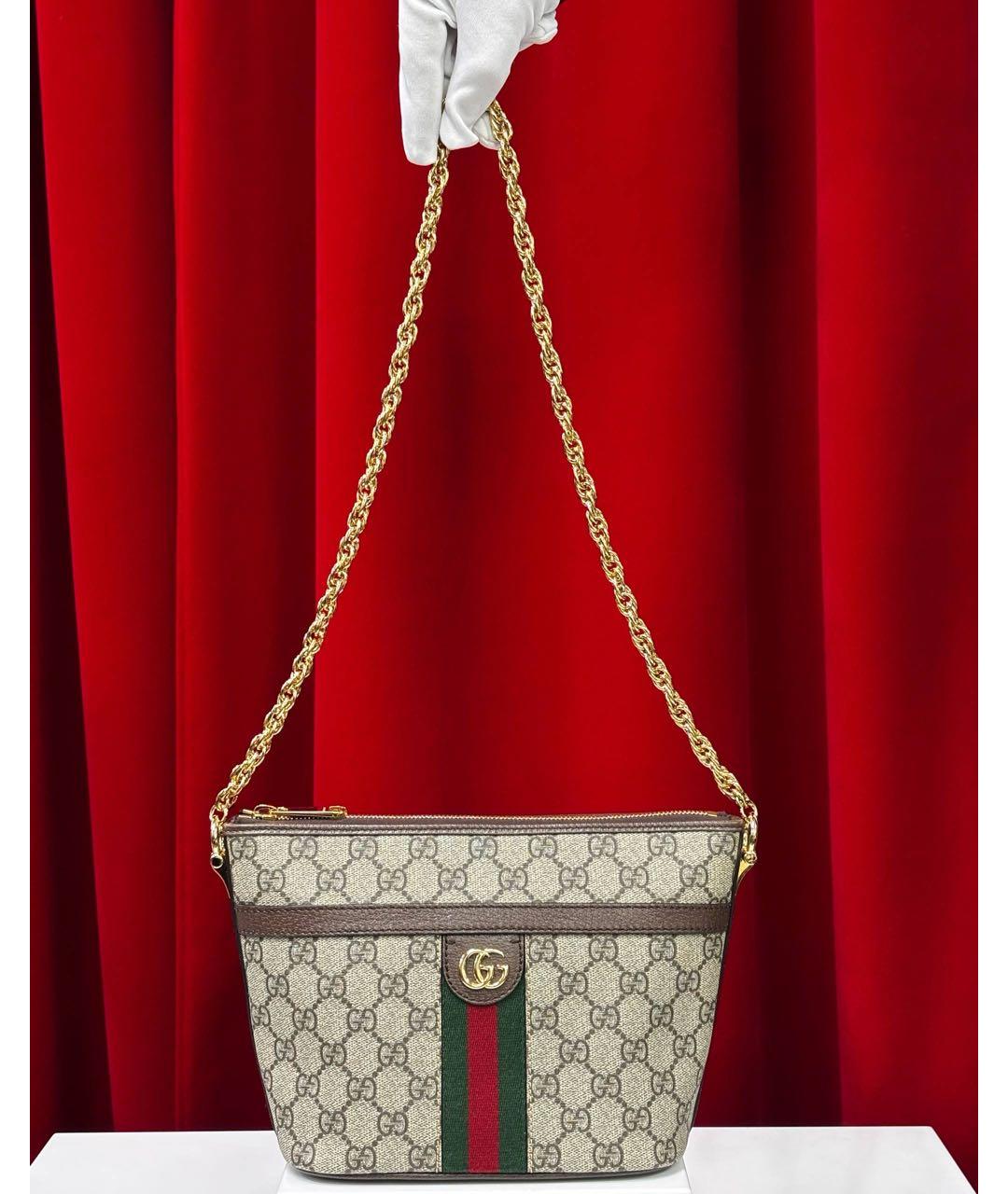 GUCCI Коричневая кожаная сумка через плечо, фото 4