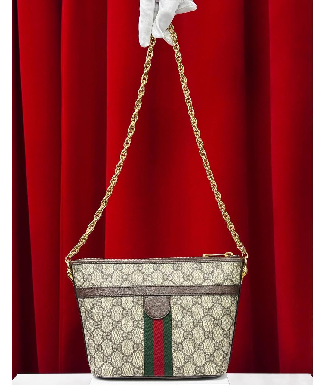 GUCCI Коричневая кожаная сумка через плечо, фото 5