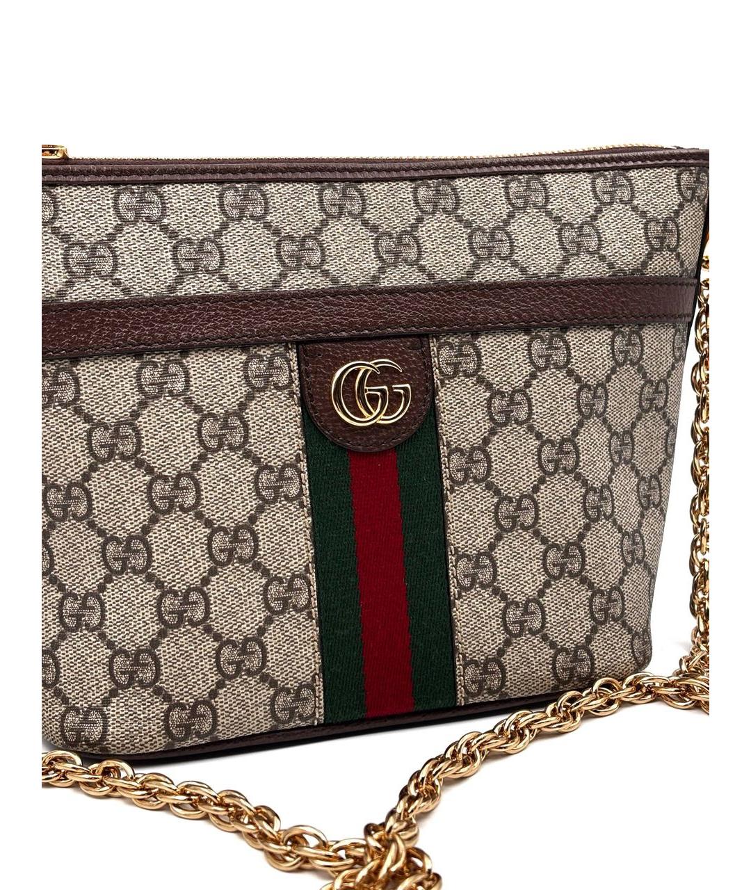 GUCCI Коричневая кожаная сумка через плечо, фото 3
