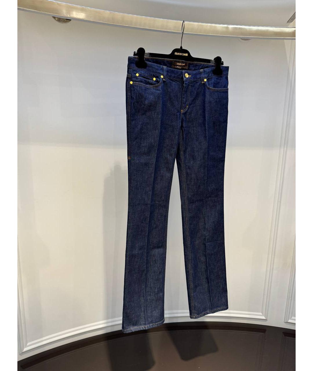 ROBERTO CAVALLI Синие хлопковые прямые джинсы, фото 2