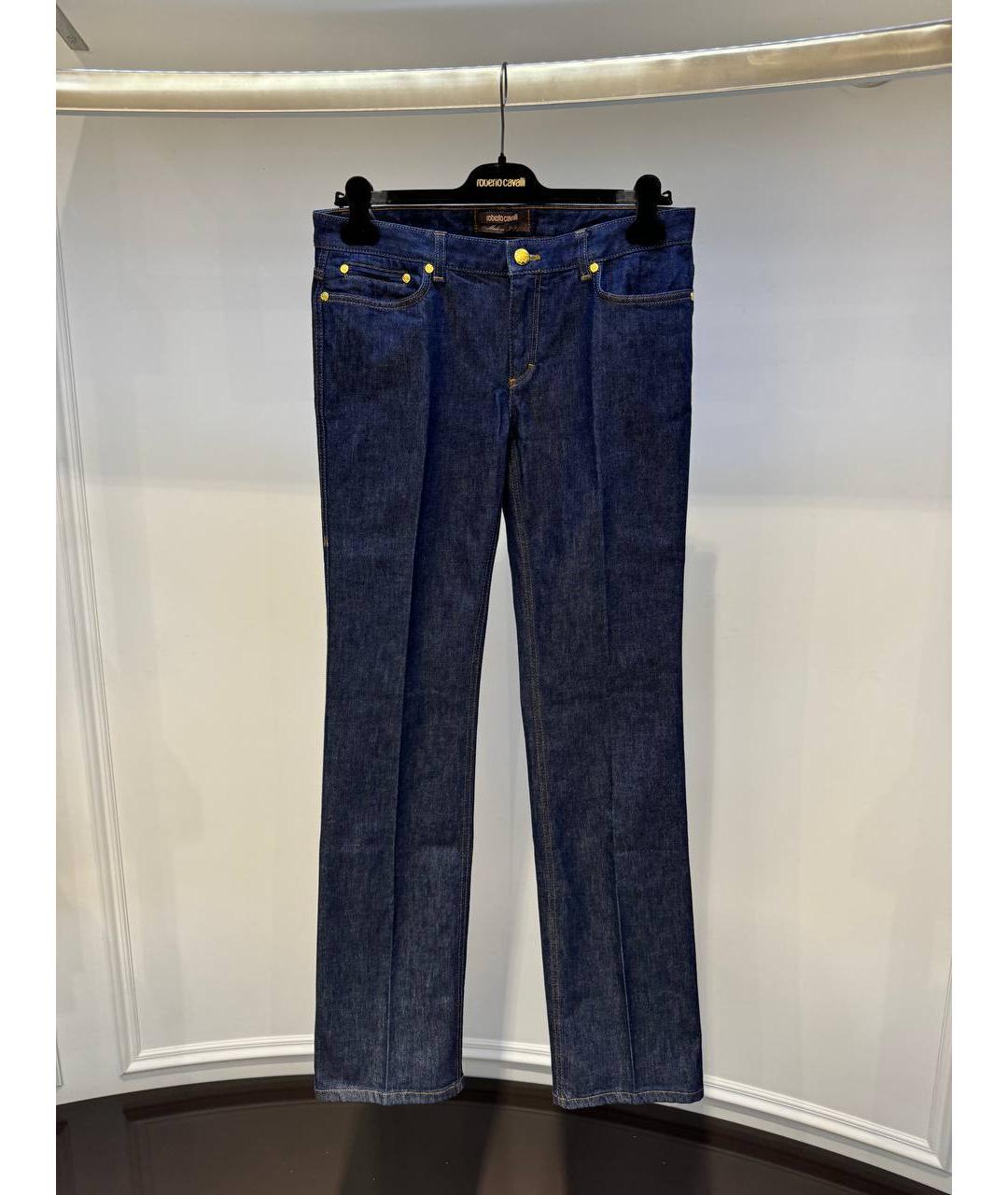 ROBERTO CAVALLI Синие хлопковые прямые джинсы, фото 4
