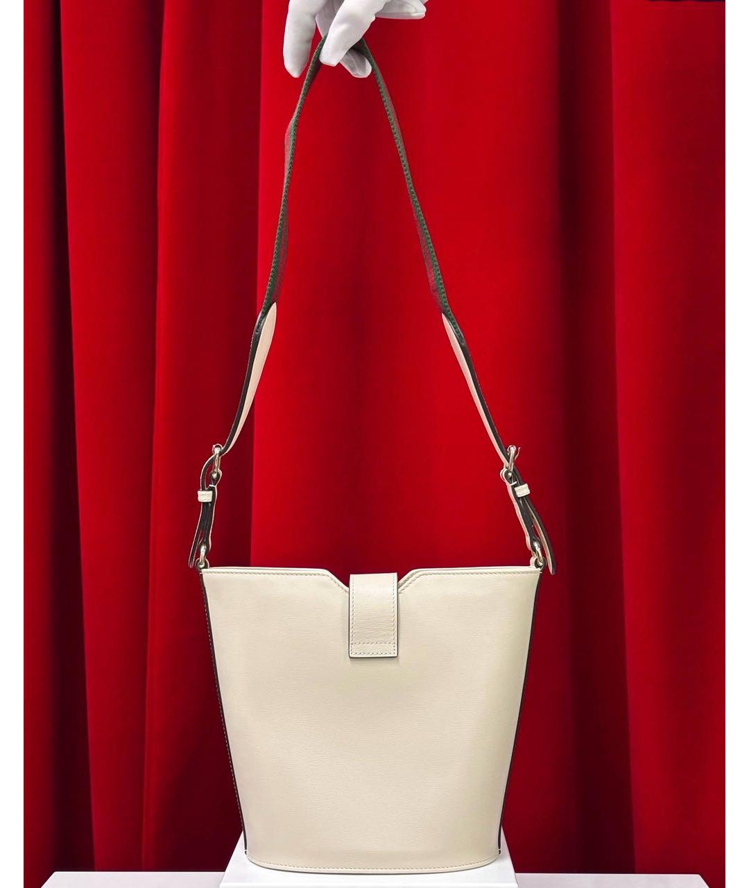 GUCCI Бежевая кожаная сумка через плечо, фото 5