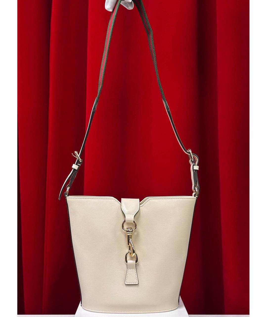 GUCCI Бежевая кожаная сумка через плечо, фото 4