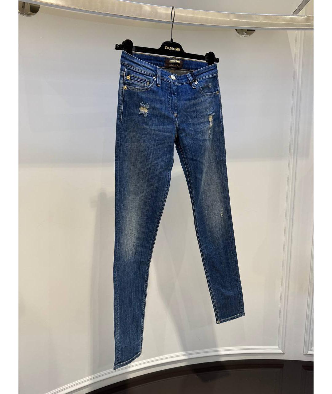 ROBERTO CAVALLI Синие хлопковые прямые джинсы, фото 2