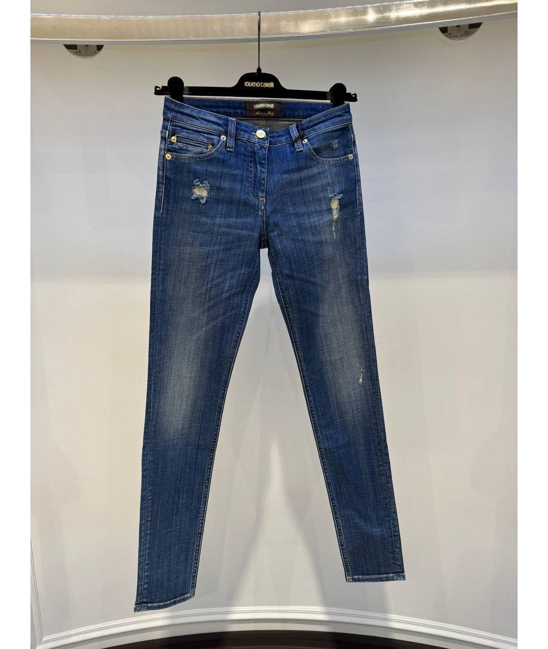 ROBERTO CAVALLI Синие хлопковые прямые джинсы, фото 4