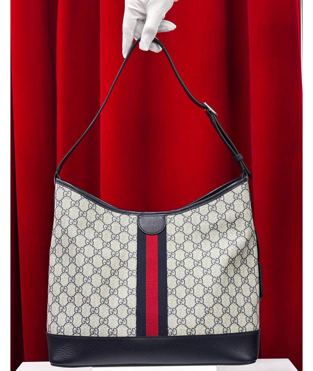 GUCCI Темно-синяя кожаная сумка через плечо, фото 6