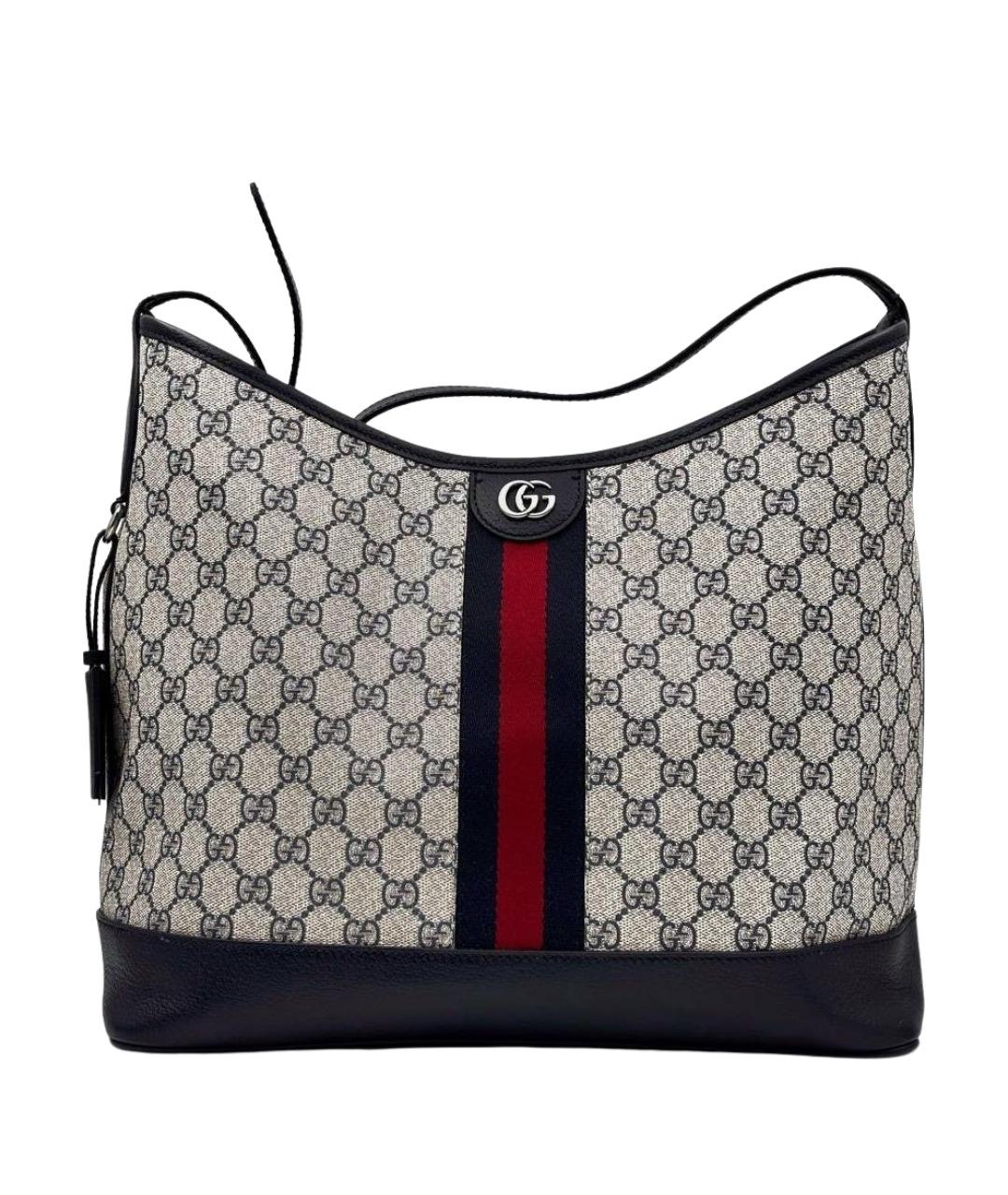 GUCCI Темно-синяя кожаная сумка через плечо, фото 1