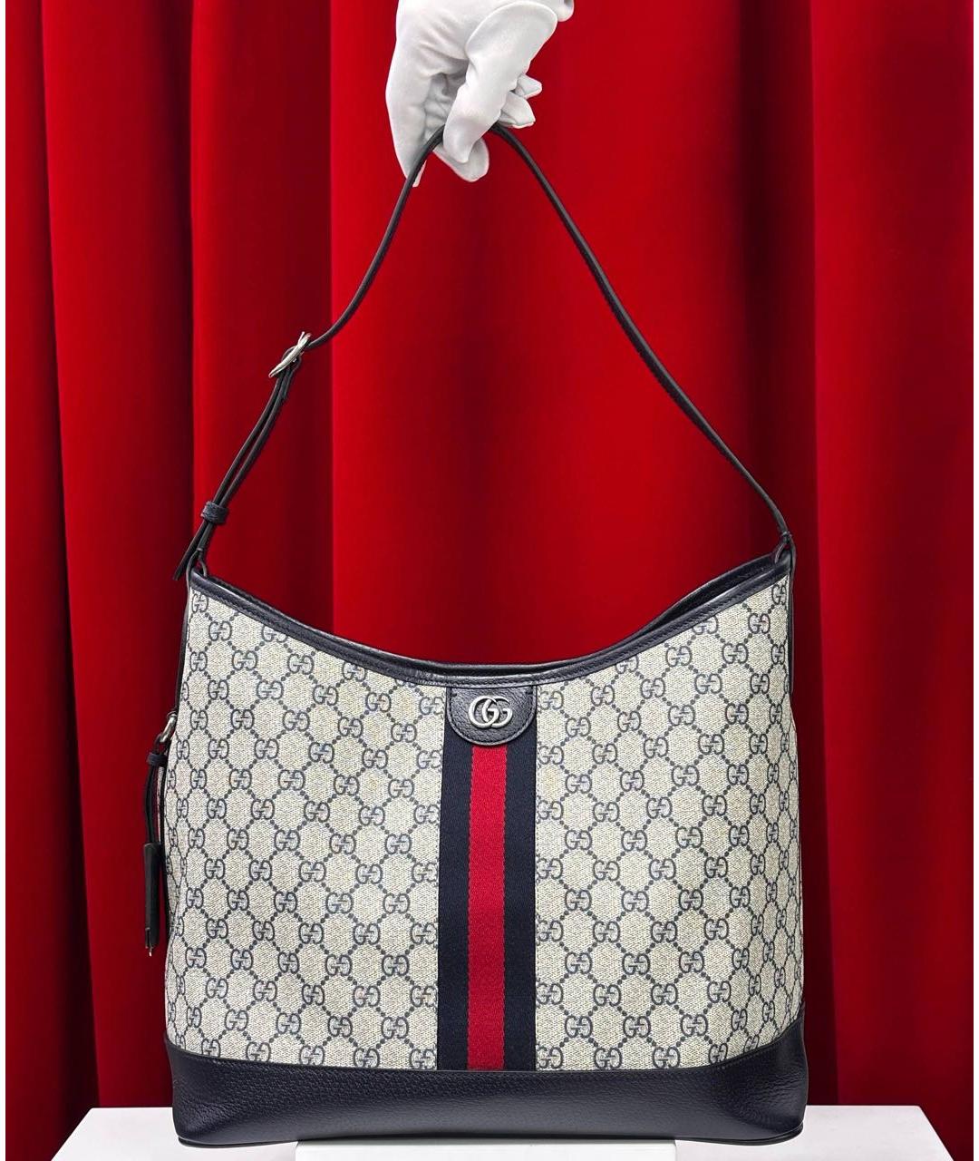 GUCCI Темно-синяя кожаная сумка через плечо, фото 5