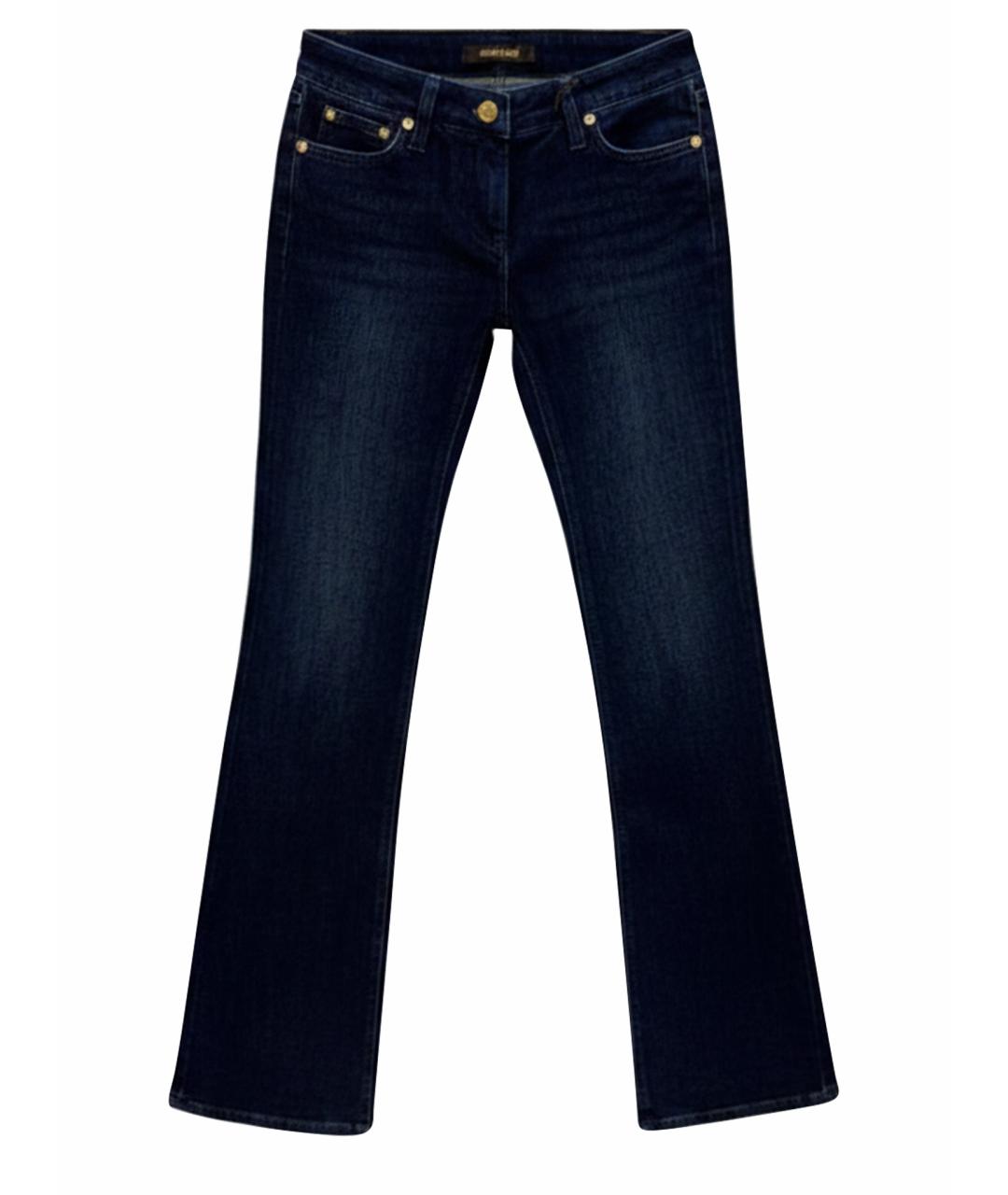 ROBERTO CAVALLI Темно-синие хлопковые прямые джинсы, фото 1