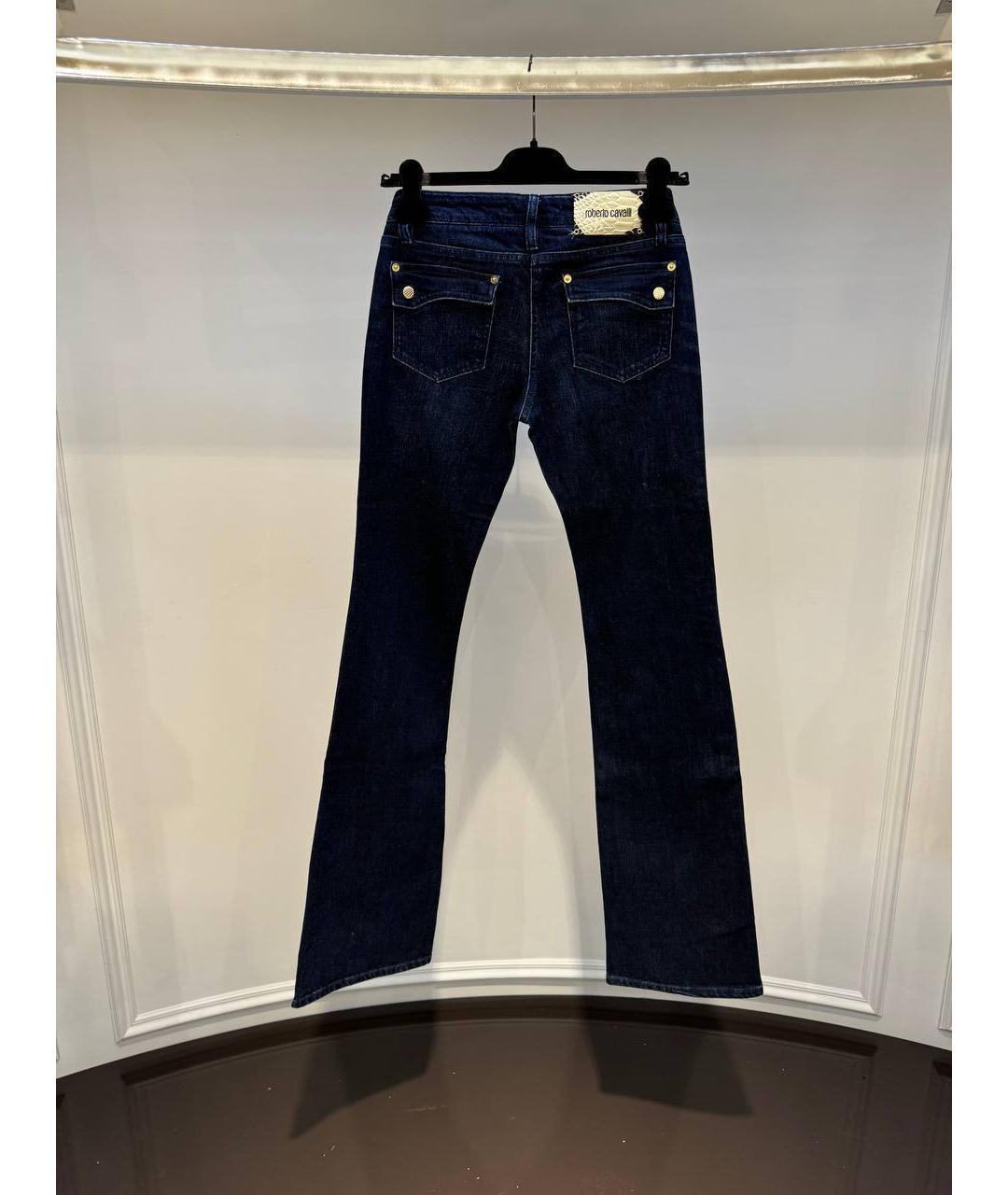 ROBERTO CAVALLI Темно-синие хлопковые прямые джинсы, фото 3
