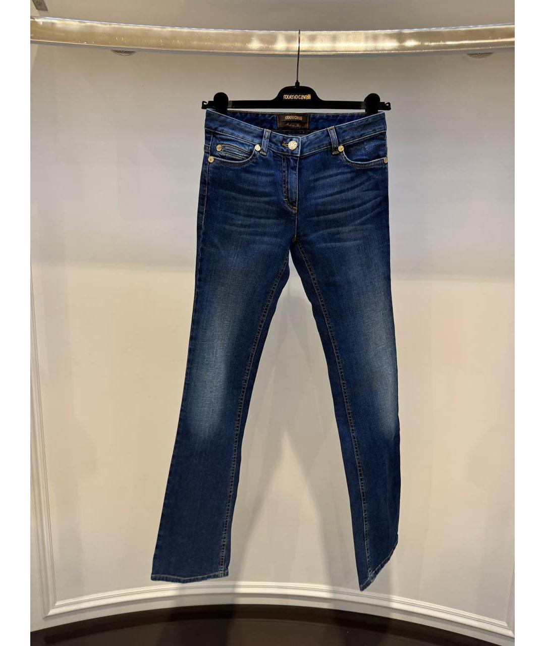 ROBERTO CAVALLI Синие хлопковые прямые джинсы, фото 4