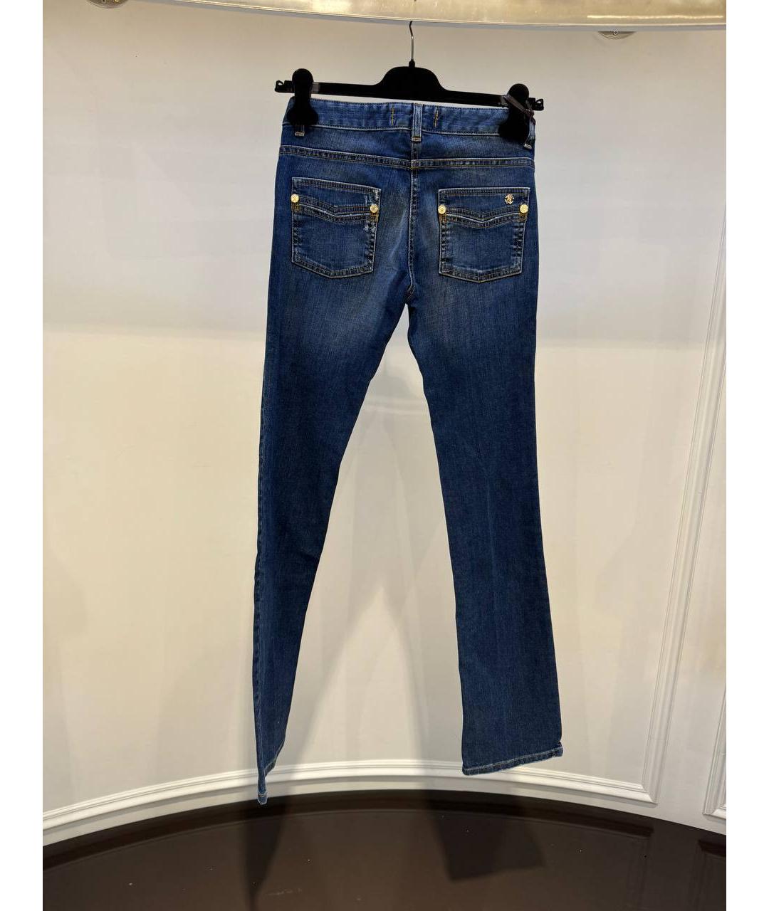 ROBERTO CAVALLI Синие хлопковые прямые джинсы, фото 3