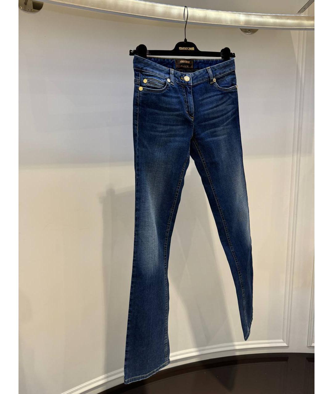 ROBERTO CAVALLI Синие хлопковые прямые джинсы, фото 2
