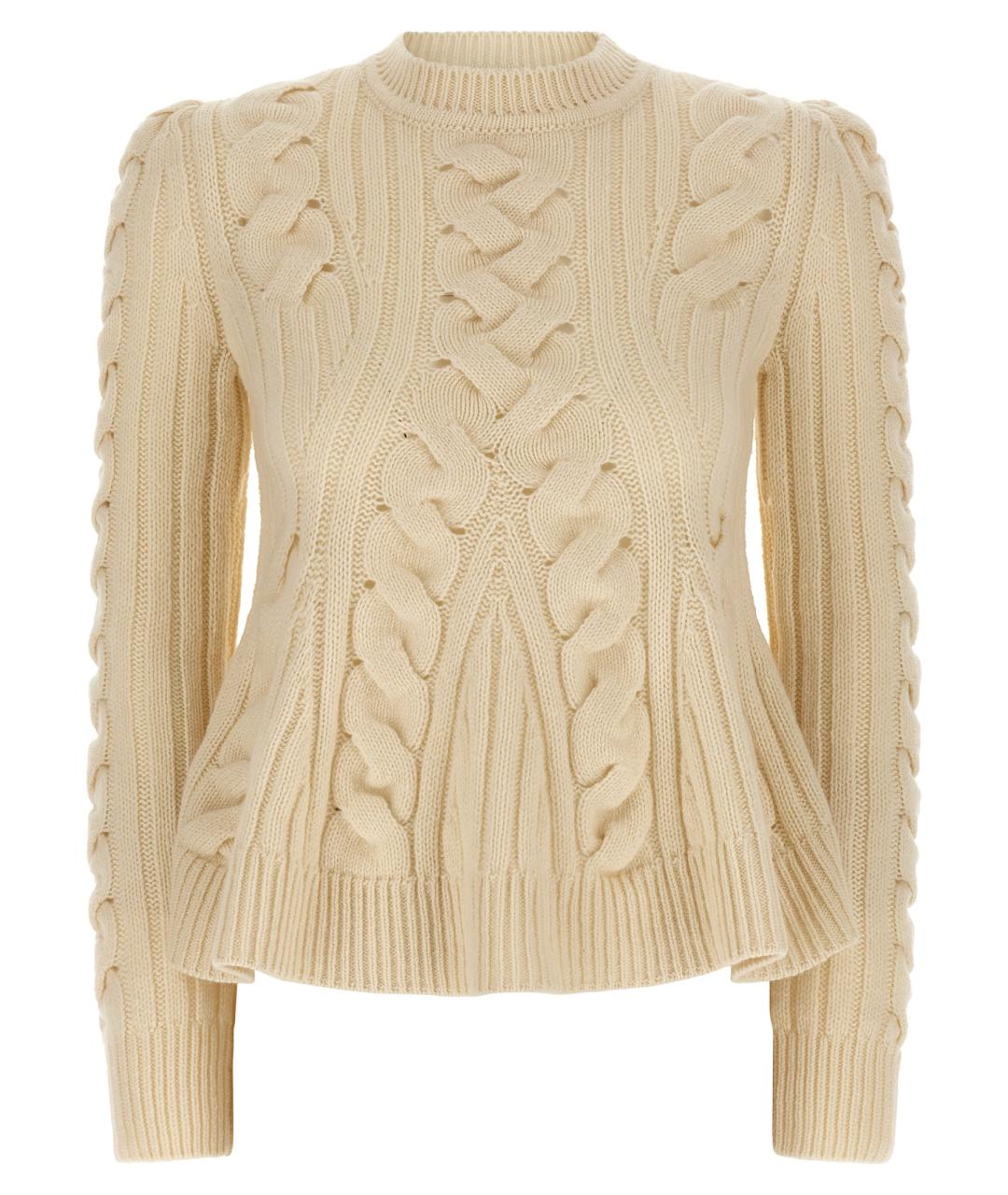 ALEXANDER MCQUEEN Бежевый шерстяной джемпер / свитер, фото 1