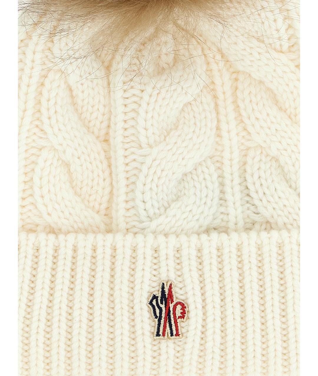MONCLER GRENOBLE Бежевая шерстяная шапка, фото 3