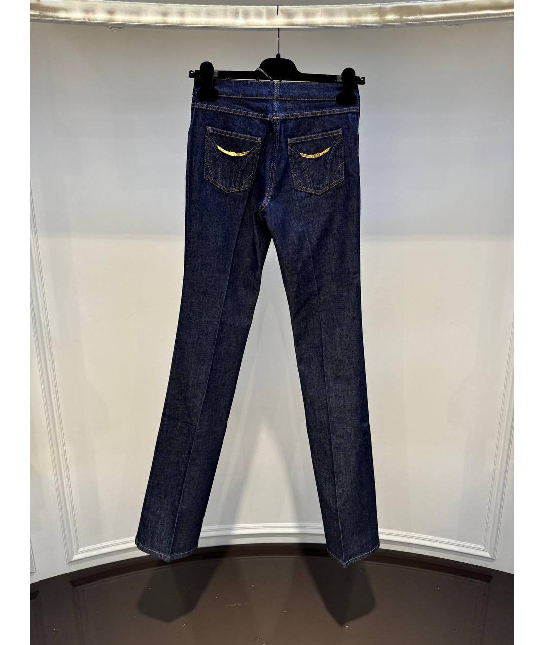 ROBERTO CAVALLI Синие хлопковые прямые джинсы, фото 3