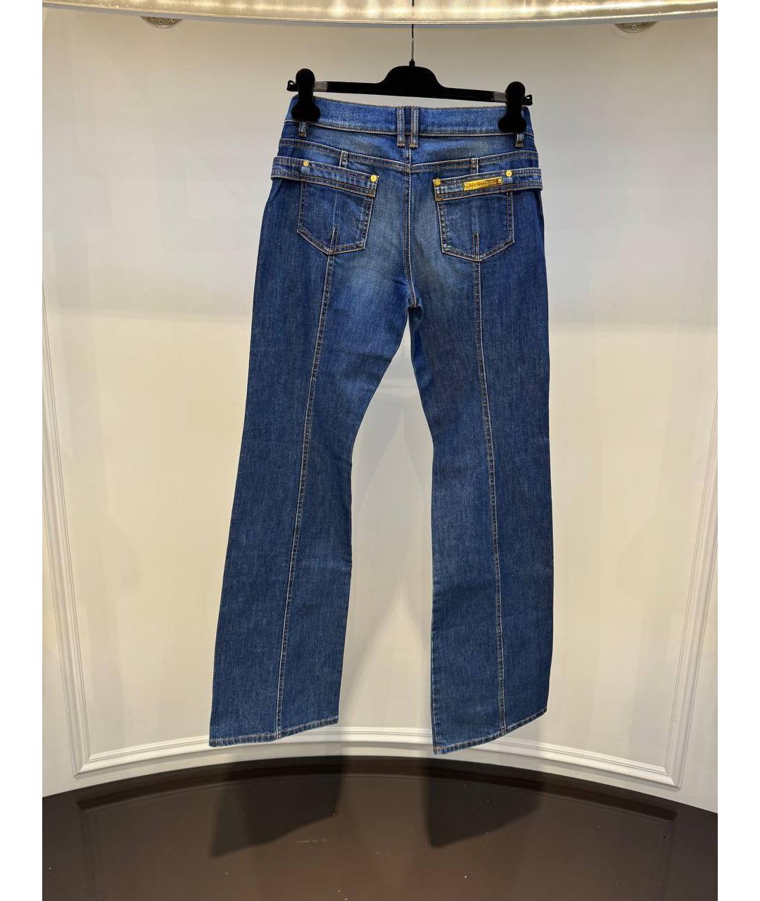 ROBERTO CAVALLI Синие хлопковые прямые джинсы, фото 3