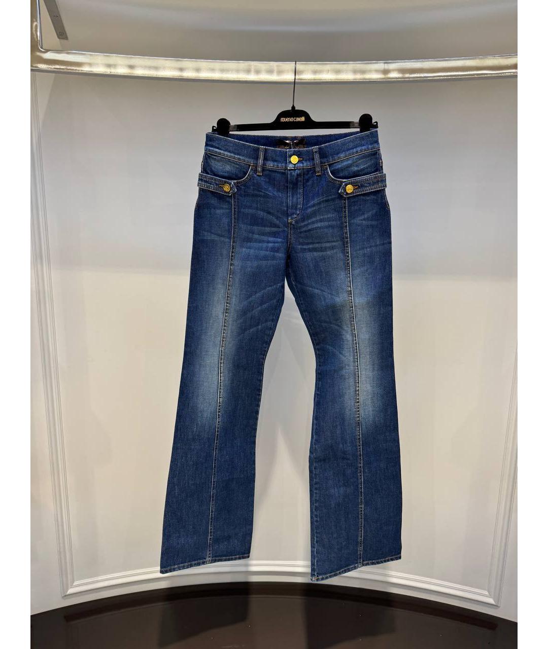 ROBERTO CAVALLI Синие хлопковые прямые джинсы, фото 4