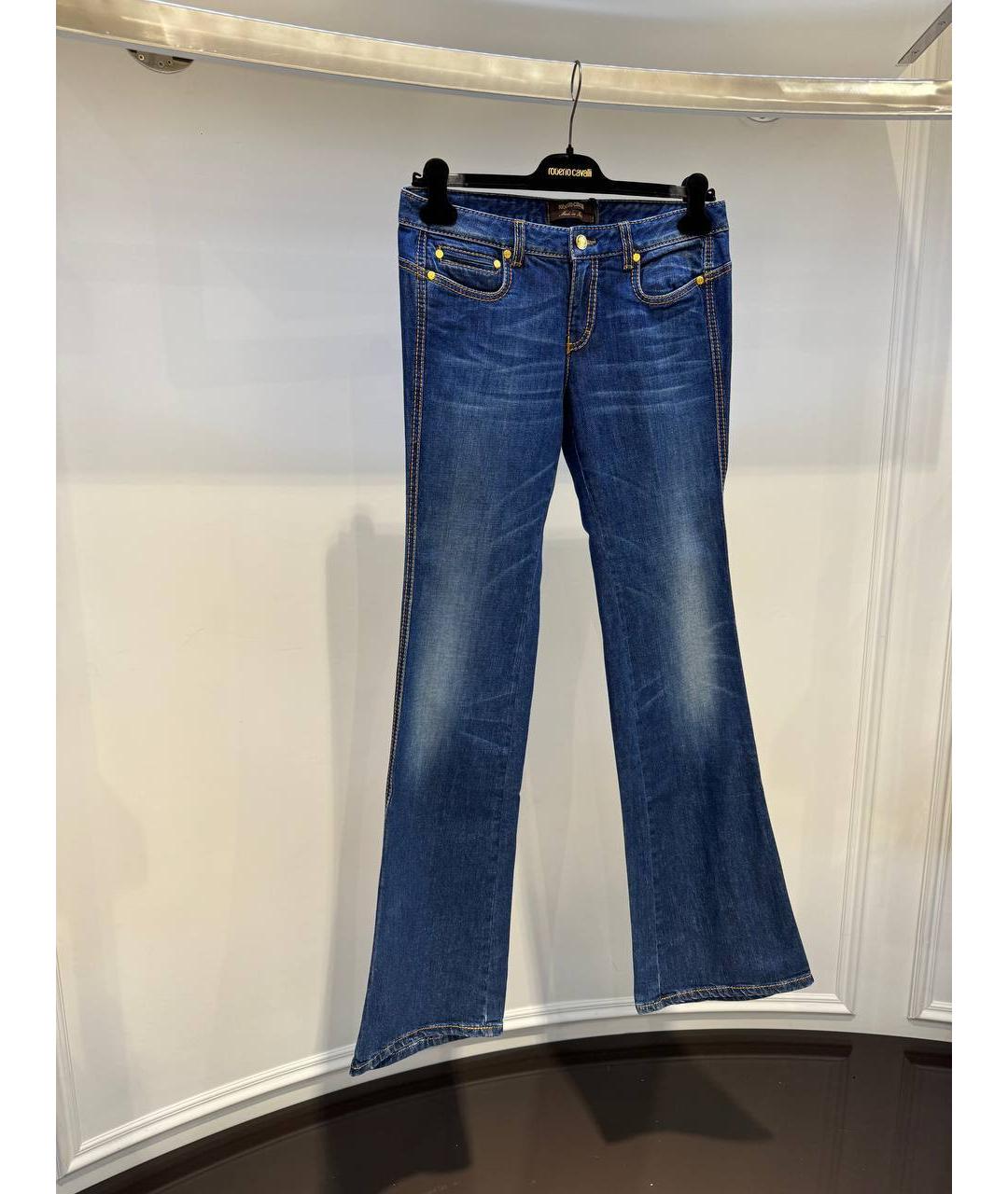 ROBERTO CAVALLI Синие хлопковые прямые джинсы, фото 2