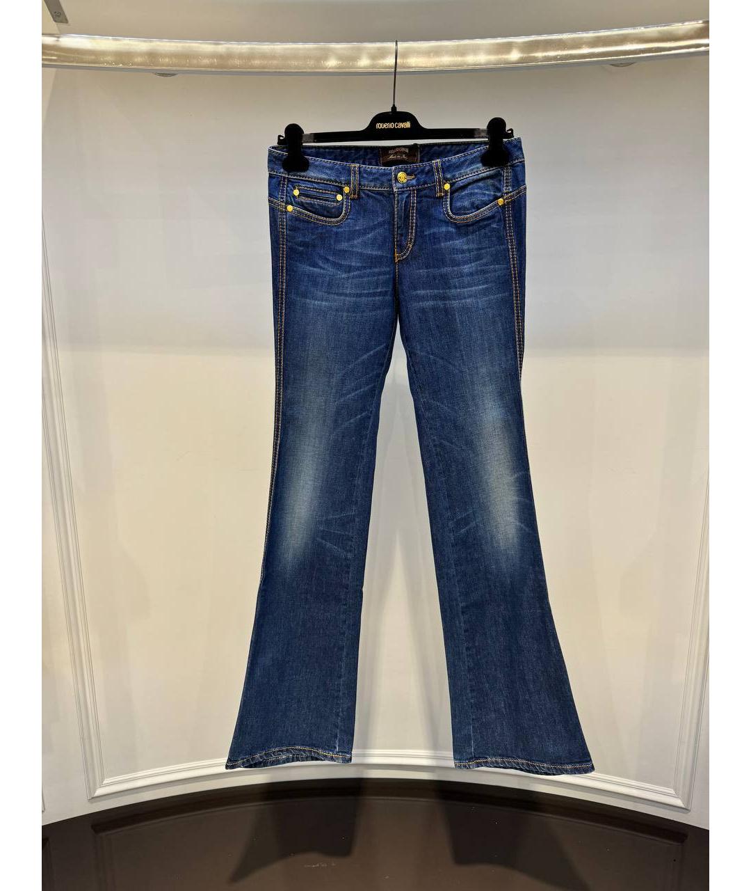 ROBERTO CAVALLI Синие хлопковые прямые джинсы, фото 4