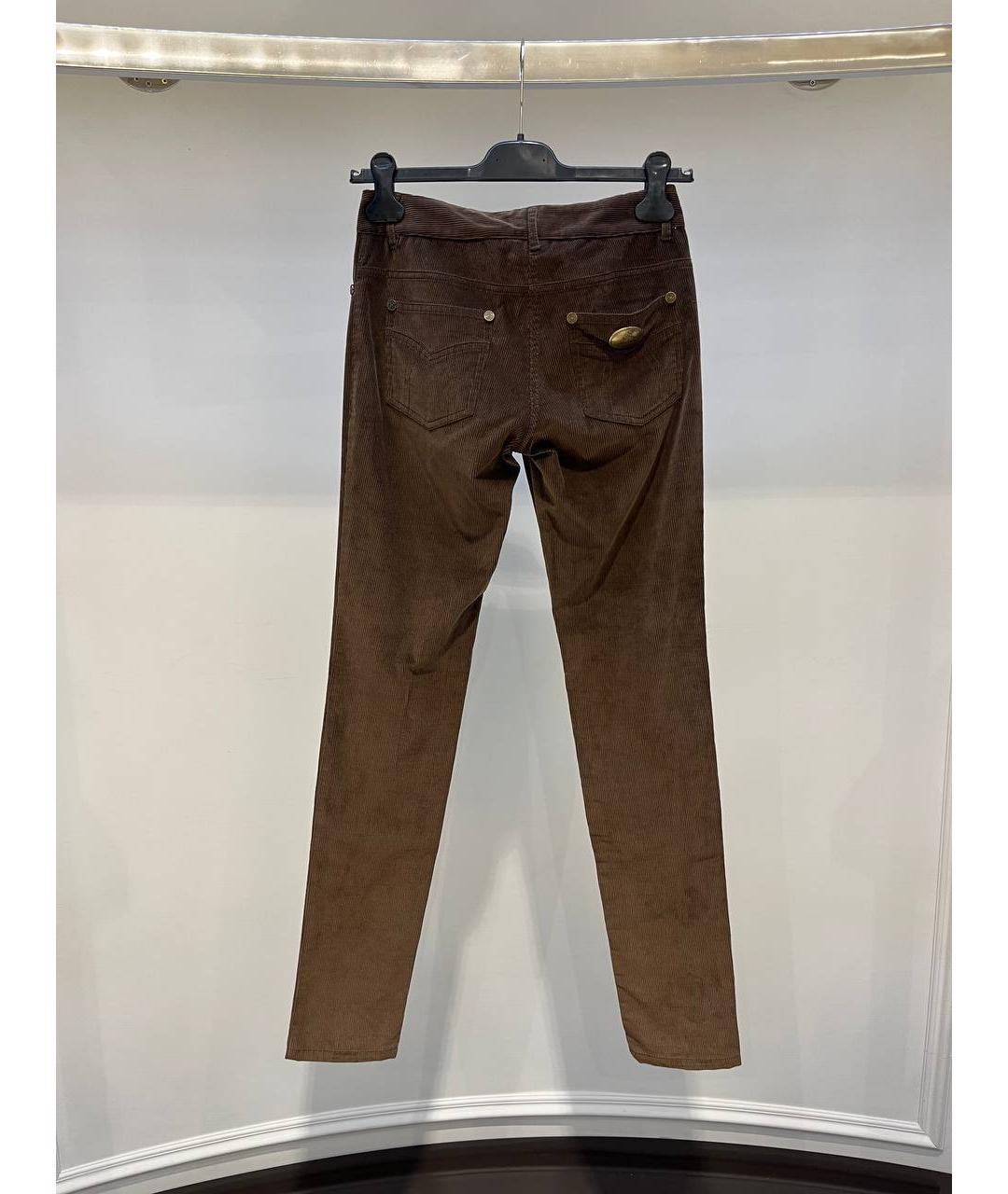 ROBERTO CAVALLI Коричневые хлопковые брюки узкие, фото 3