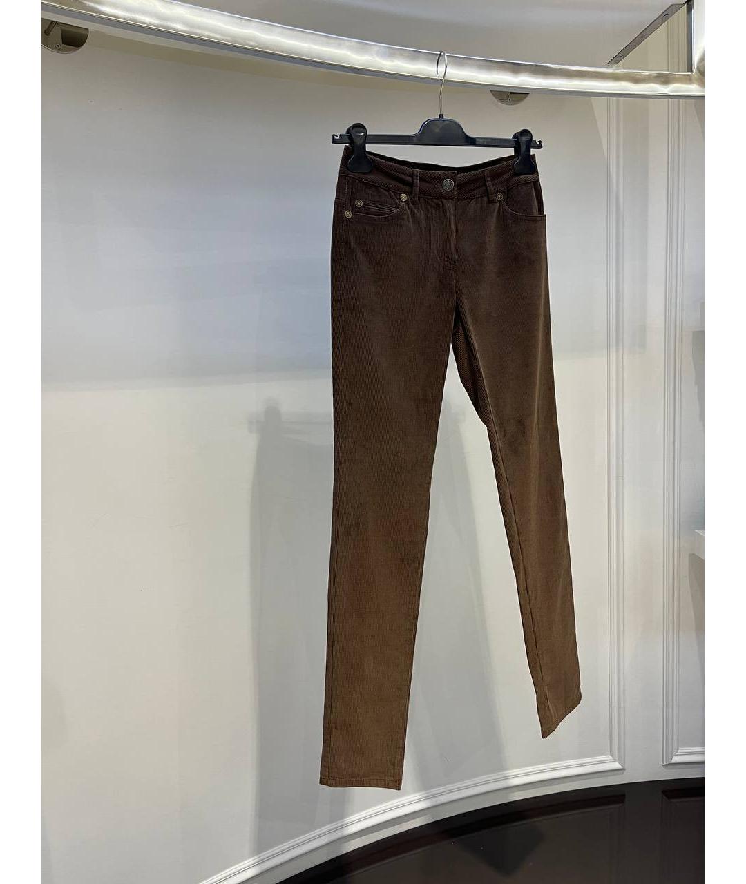 ROBERTO CAVALLI Коричневые хлопковые брюки узкие, фото 2