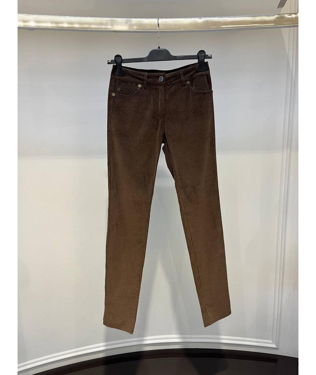 ROBERTO CAVALLI Коричневые хлопковые брюки узкие, фото 4