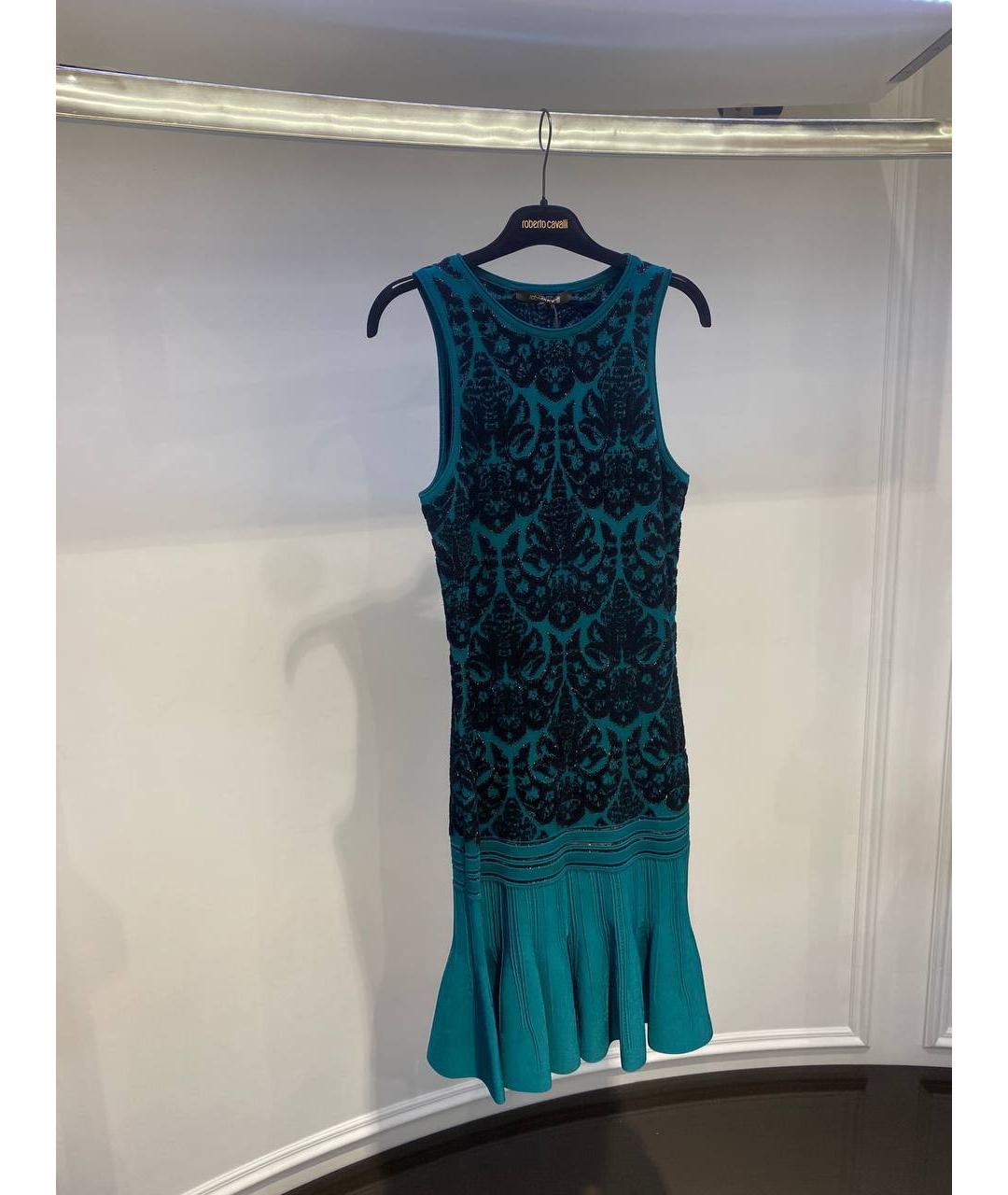 ROBERTO CAVALLI Бирюзовое вискозное платье, фото 2