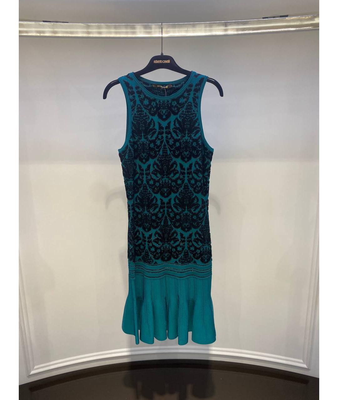 ROBERTO CAVALLI Бирюзовое вискозное платье, фото 4