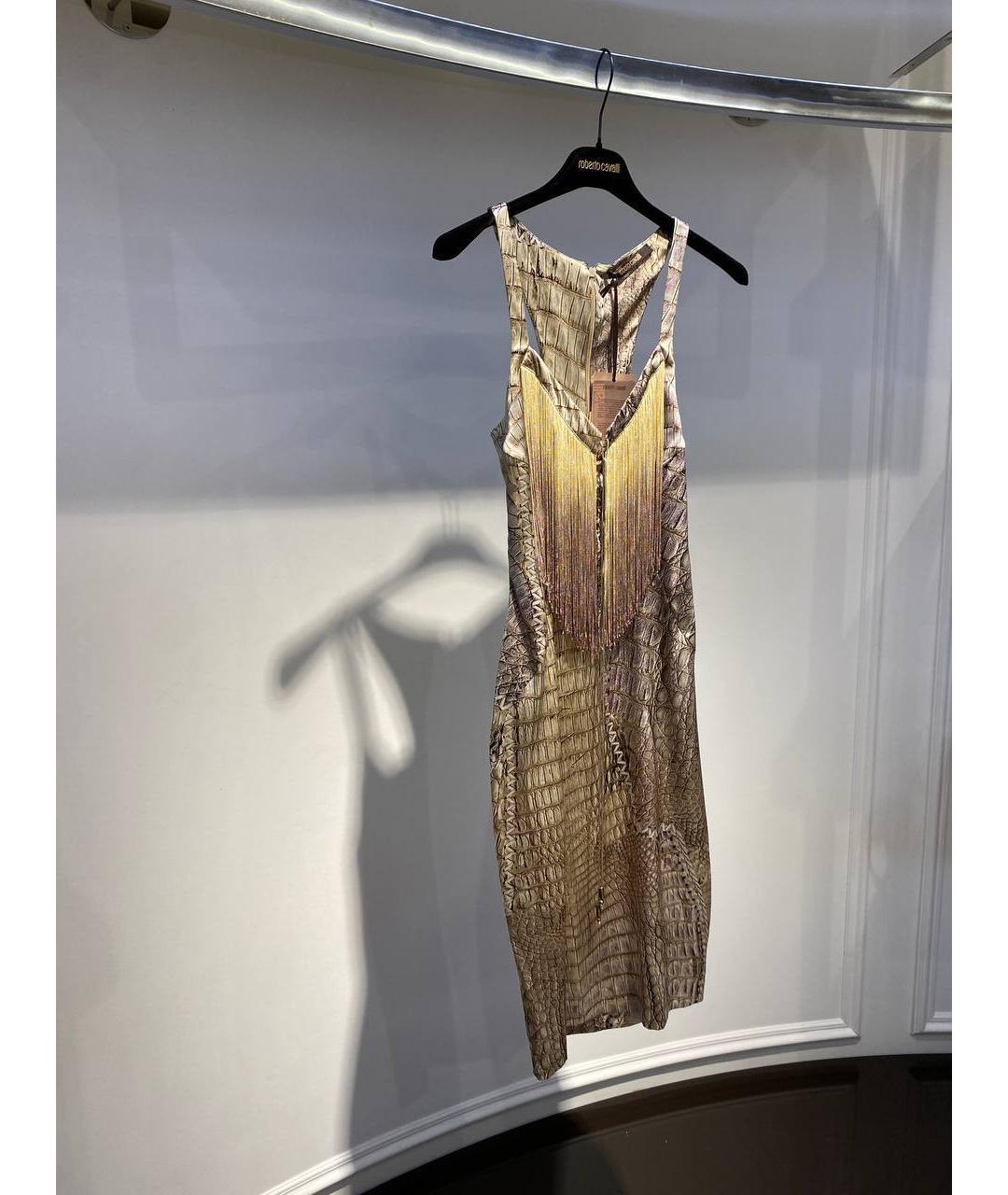 ROBERTO CAVALLI Золотое шелковое платье, фото 2