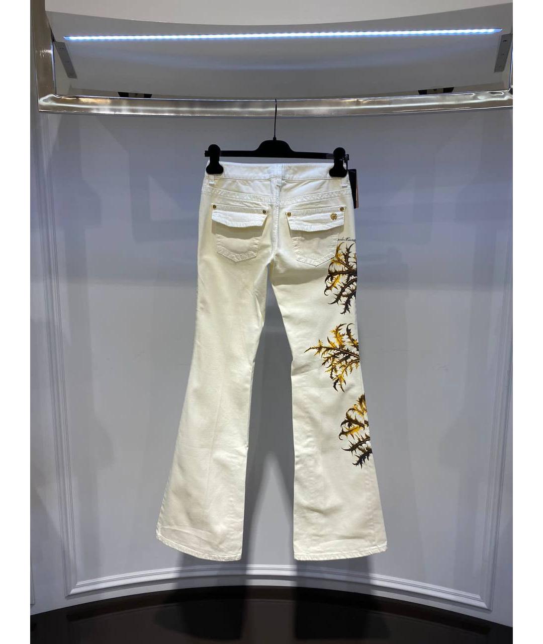 ROBERTO CAVALLI Белые хлопковые прямые джинсы, фото 3