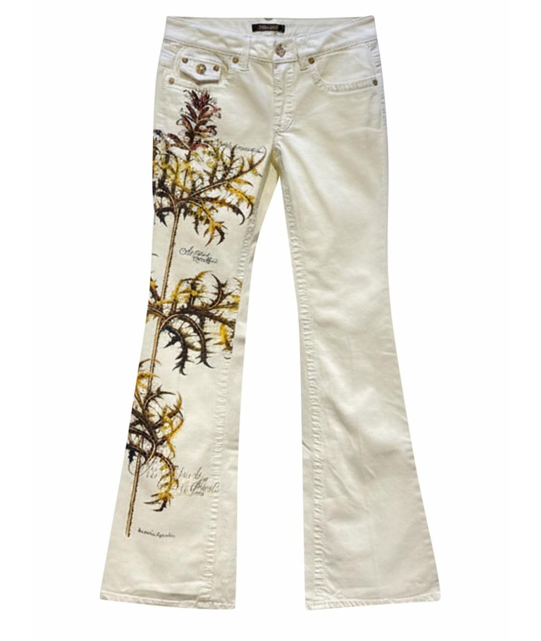 ROBERTO CAVALLI Белые хлопковые прямые джинсы, фото 1