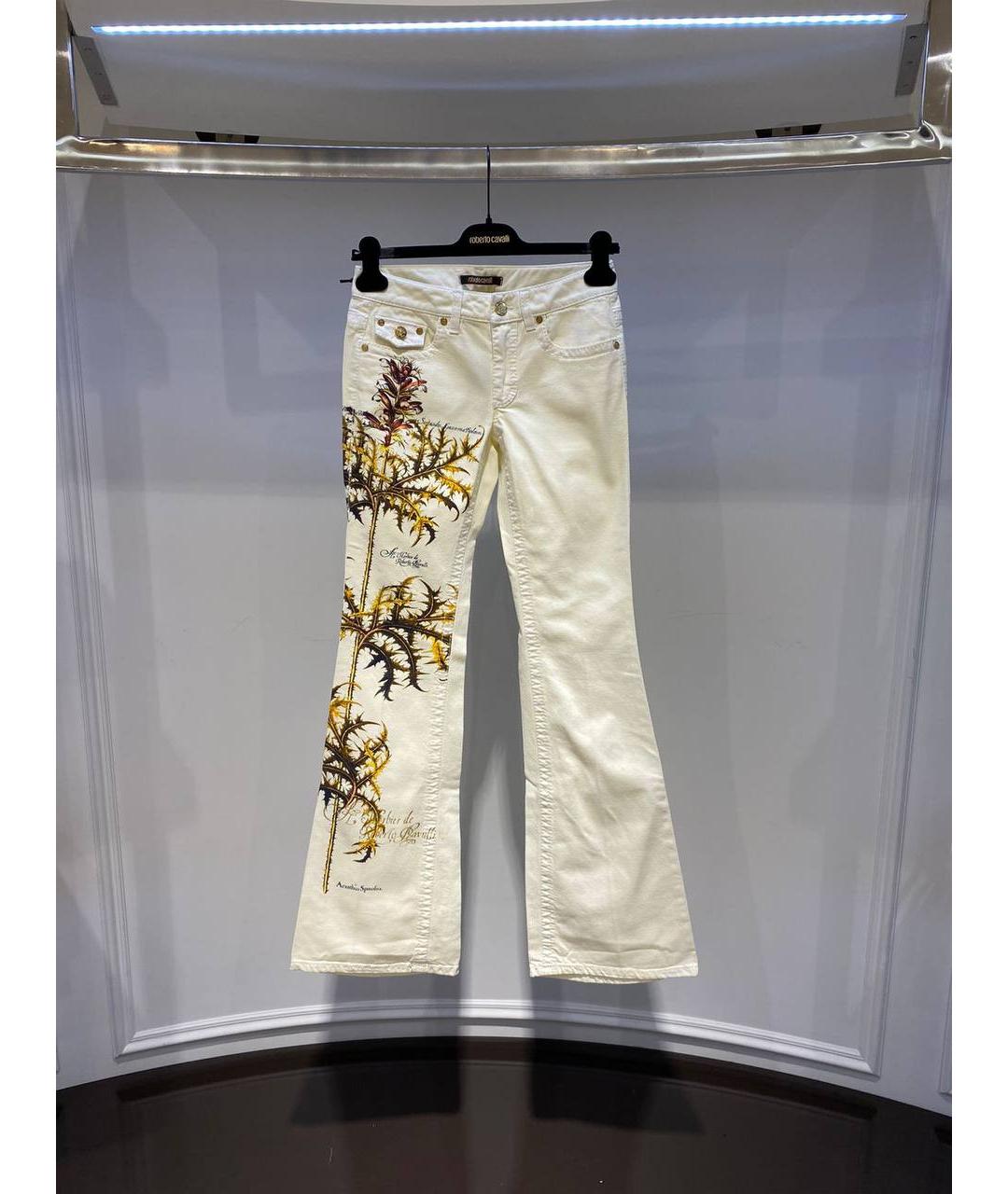 ROBERTO CAVALLI Белые хлопковые прямые джинсы, фото 4
