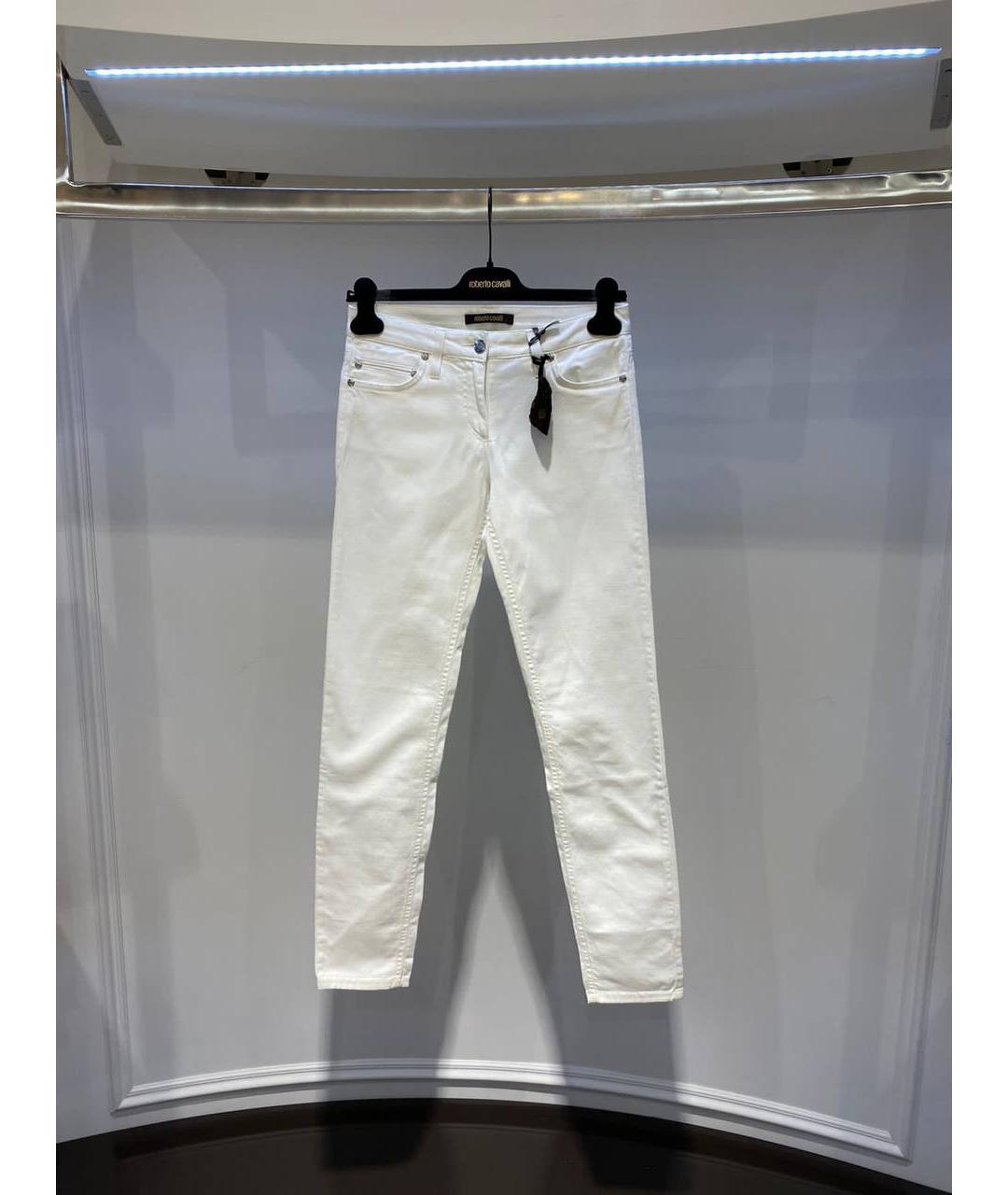 ROBERTO CAVALLI Белые хлопковые прямые джинсы, фото 4
