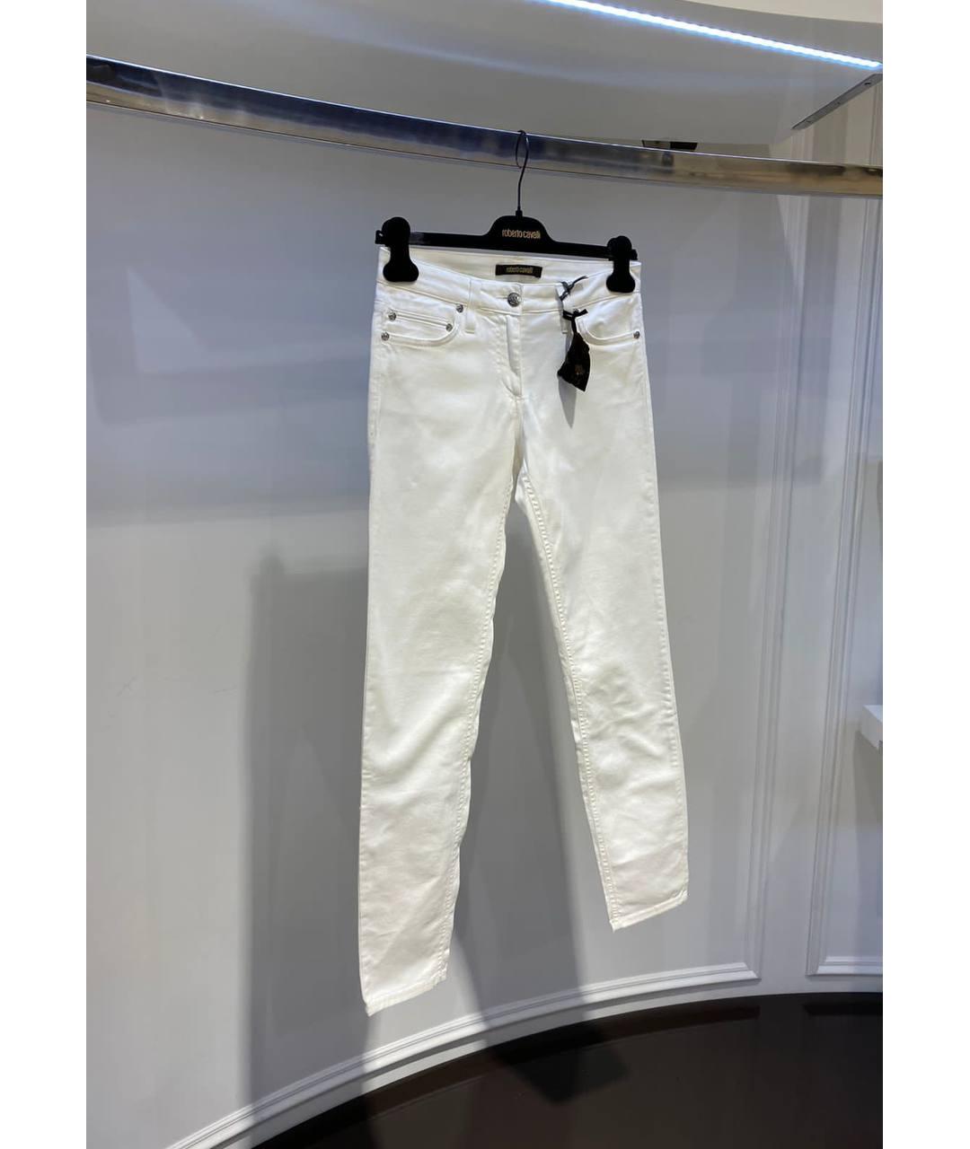ROBERTO CAVALLI Белые хлопковые прямые джинсы, фото 2