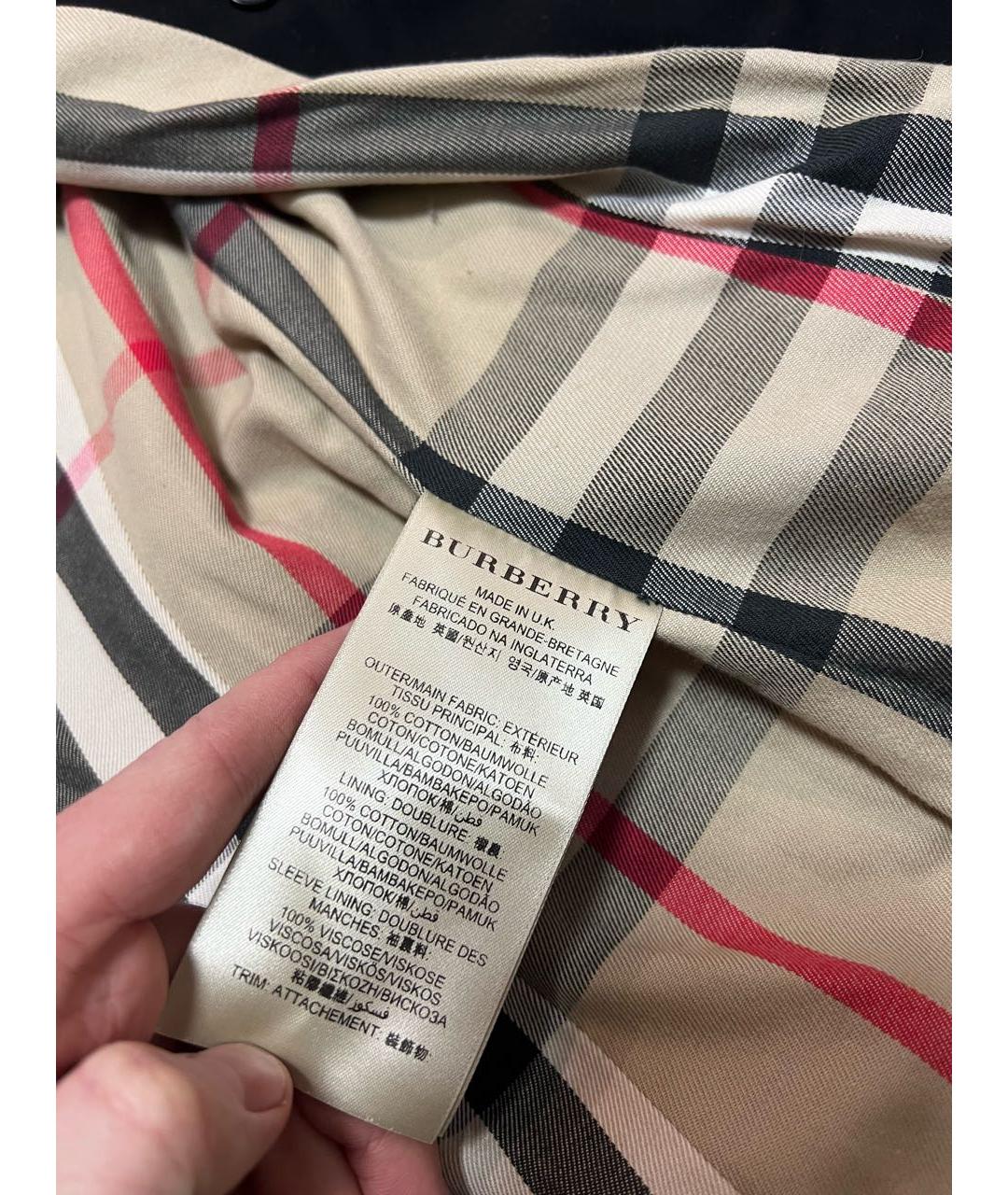 BURBERRY Черный хлопковый тренч/плащ, фото 4