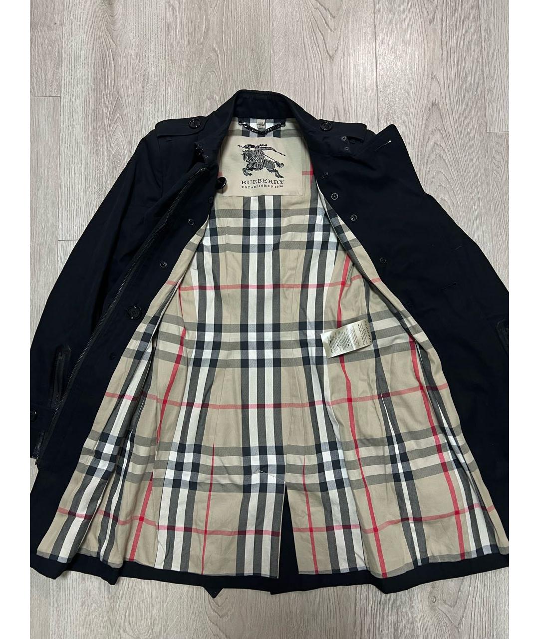 BURBERRY Черный хлопковый тренч/плащ, фото 3