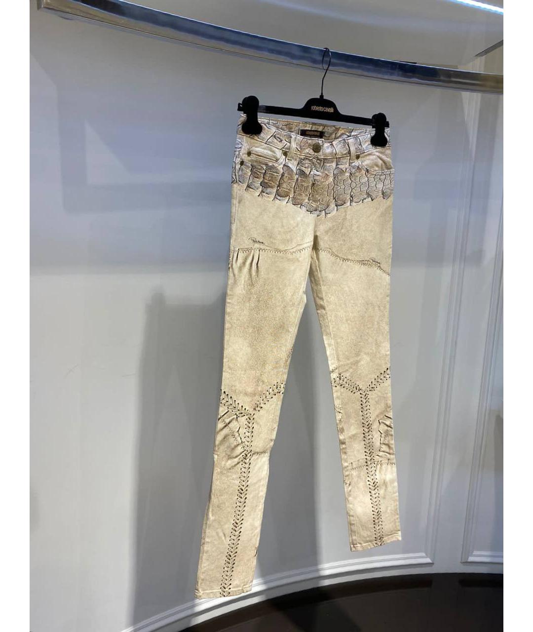 ROBERTO CAVALLI Бежевые хлопковые джинсы слим, фото 2