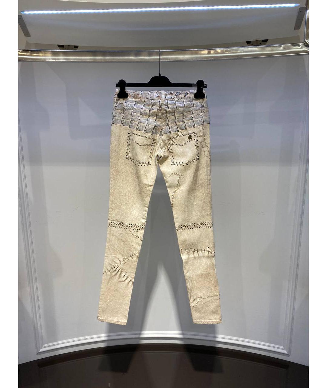 ROBERTO CAVALLI Бежевые хлопковые джинсы слим, фото 3