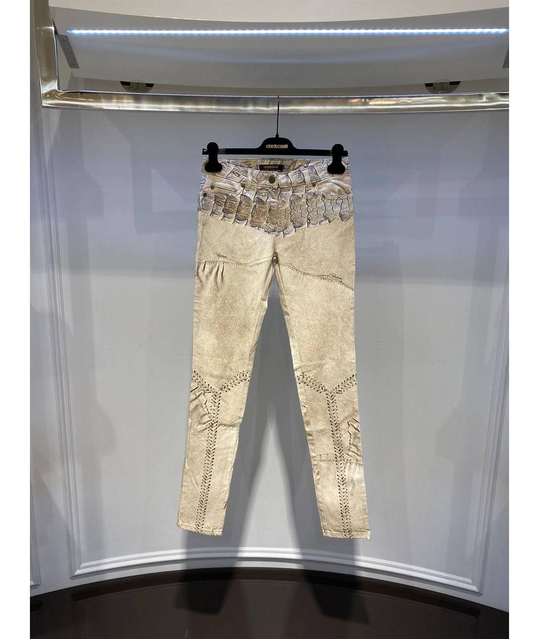 ROBERTO CAVALLI Бежевые хлопковые джинсы слим, фото 4